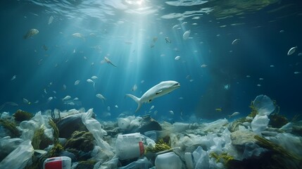 Plastic waste in the ocean
