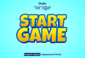The game start text effect is in an orange graphic style and can be edited.