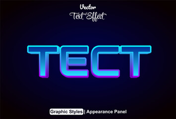 tect text effect with blue graphic style and editable.