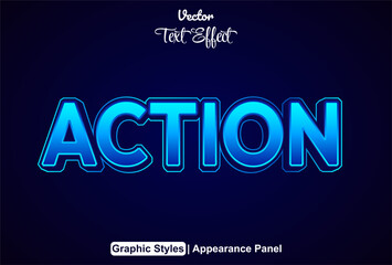 action text effect with blue graphic style and editable