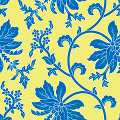 seamless pattern blue floral design ready for textile prints.
