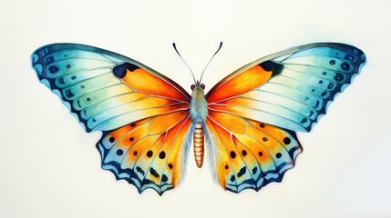 Fototapeta na wymiar watercolor illustration colorful butterfly
