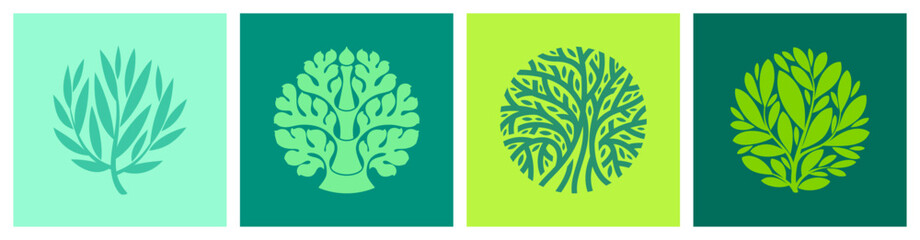 Tree. Creative vector logo mark template or visual emblem for topiary artist or landscape architecture design studio