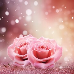 realistic rose in banner template, abstract 
background, bokeh, elegant, glitter, AIGENERATED