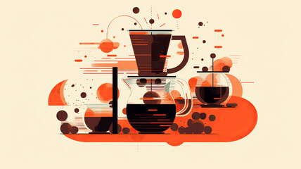 international coffee day illustration minimalist modern, Generative AI