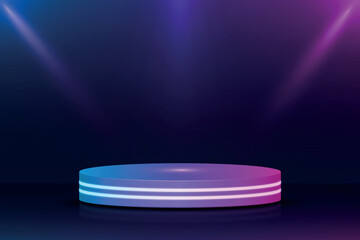Vector realistic neon futuristic podium geometric stage background