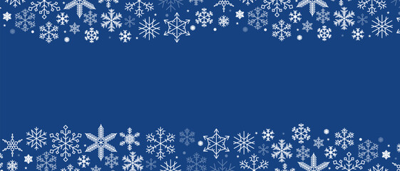 Decorative winter background with snowflakes, snow, stars. Vector illustration