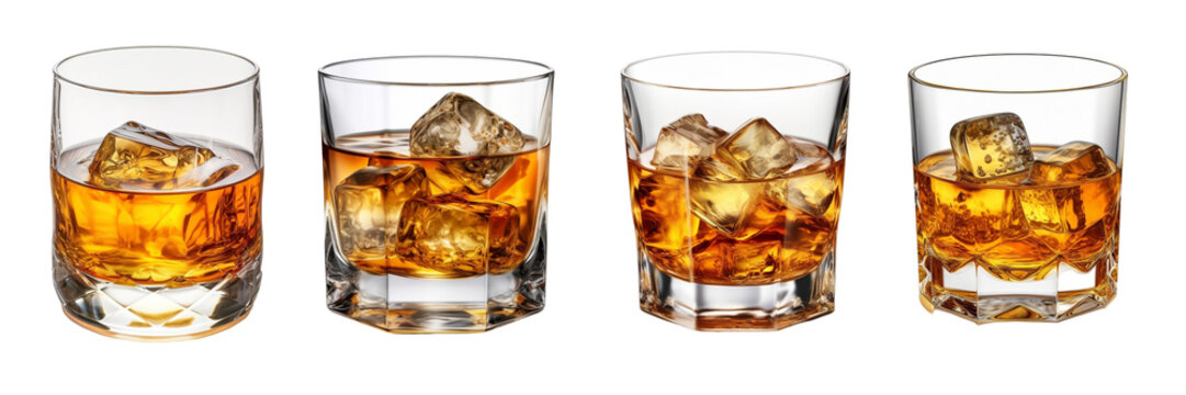A glass of whisky on transparent background or PNG file made with Ai generative technology