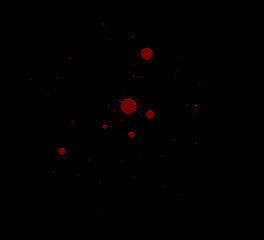 Overlay the blood effect. A collection of blood isolated on a black background. Blood elements as decoration to the design. Horror props