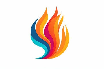 Fire, flame. Red flame in abstract style on white background. Flat fire. Modern art isolated graphic