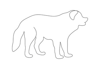 Fototapeta premium Continuous single line drawing of dog. Animal icon. Isolated on white background vector illustration. Pro vector. 