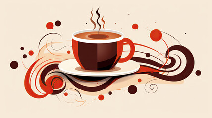 minimalist international coffee day banner illustration, Generative AI