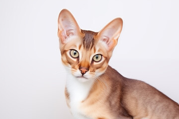 slim faced brown cat on gray background