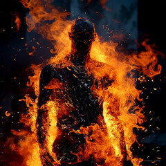 a man on fire background