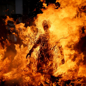 a man on fire background