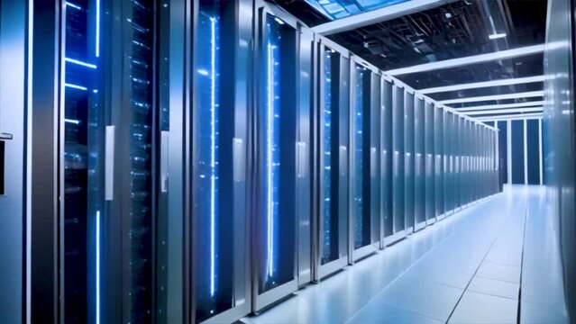 Big data storage, server room, Generative AI.