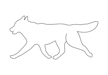 Cute dog continuous one line drawing. Isolated on white background vector illustration. Pro vector. 