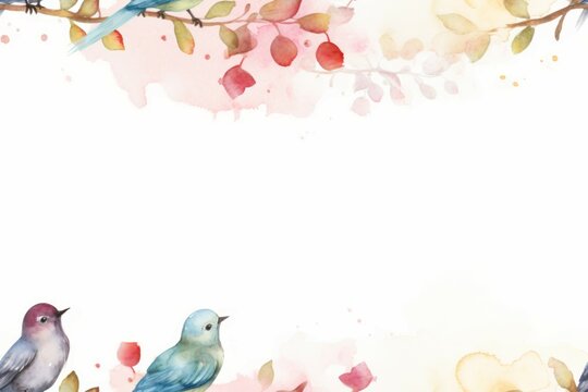 bird illustration made with watercolor with empty text space