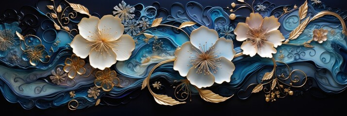 a visually stunning piece with an alcohol ink shimmering flowers pattern