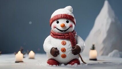 Fototapeta premium christmas celebrate, happy xmas, snowman with shawl