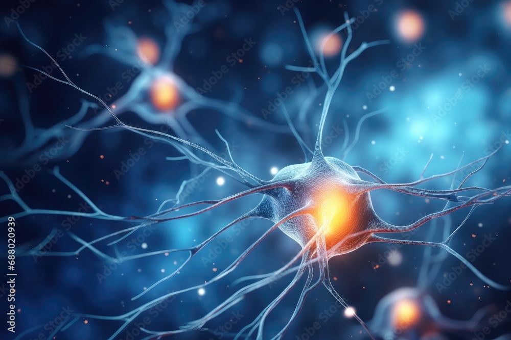 Aufkleber glowing neuron network in brain