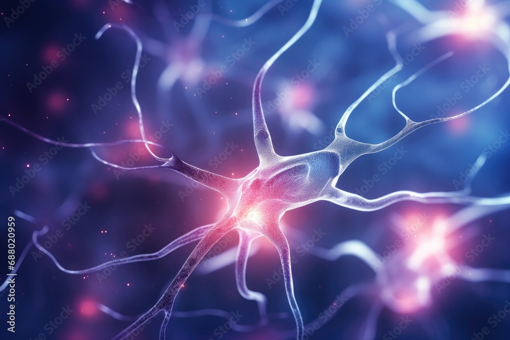 Aufkleber glowing neuron network in brain