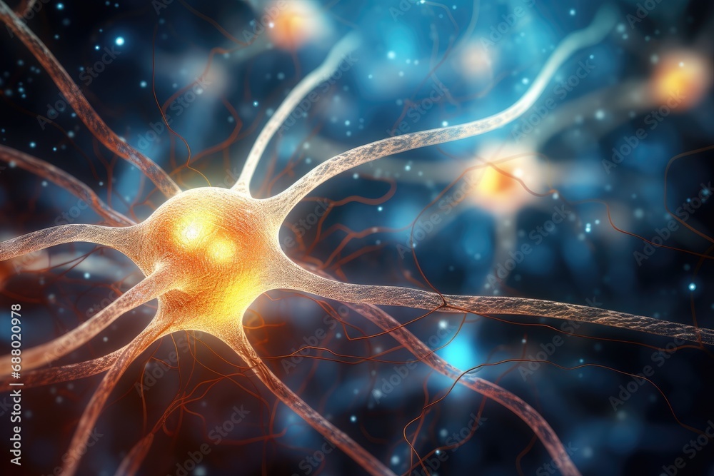 Aufkleber glowing neuron network in brain