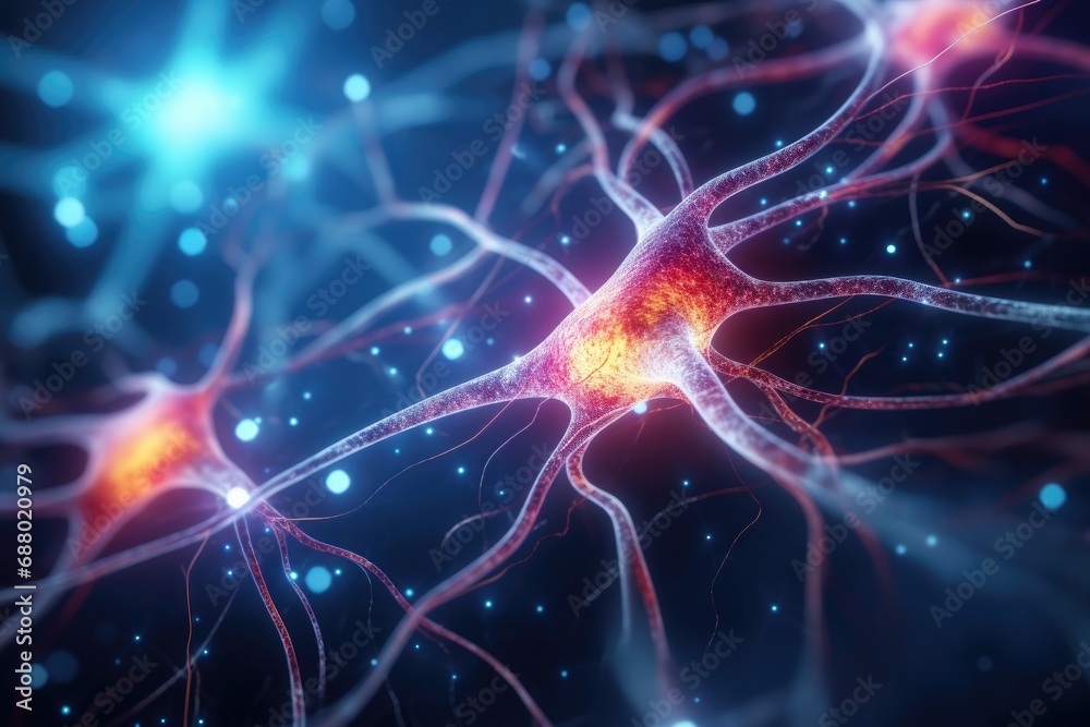 Aufkleber glowing neuron network in brain