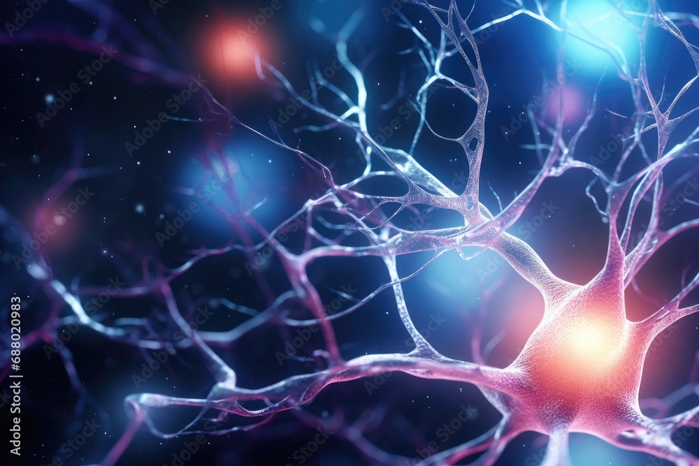 Aufkleber glowing neuron network in brain