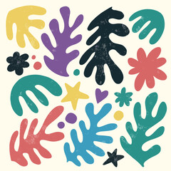 colorful abstract plant shapes vector