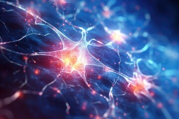 Naklejka na ściany i meble Glowing Neuron Network In Brain