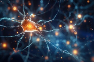 Glowing Neuron Network In Brain