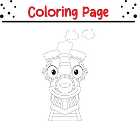 funny train isolated coloring page for kids