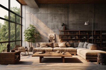 Organic industrial design living room