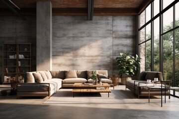 Organic industrial design living room