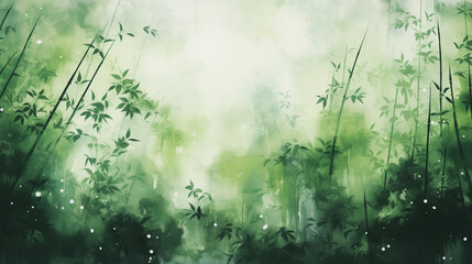 bamboo forest background, watercolor illustration - obrazy, fototapety, plakaty