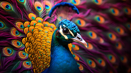 peacock feather and feathers, Majestic Peacock Beauty in Wide Angle Photographic Glory., Portrait Of Beautiful Peacock with it feathers all spread out to attract a mate.

