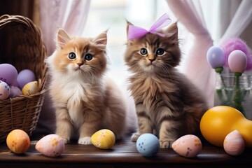 Adorable Kittens Celebrating Easter
