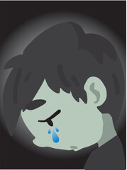 Illustration of a boy crying due to several reasons. Someone's tears shed because they are sad.