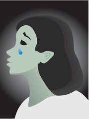 Illustration of a woman crying due to several reasons. Someone's tears shed because they are sad.