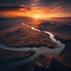 Breathtaking Arial Landscape During Sunset