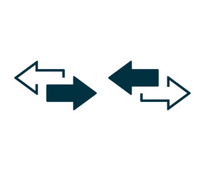 Left right arrows vector icon. Transfer arrows icon. 2 side arrow icon