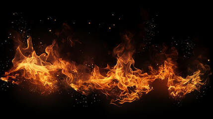 Fototapeta na wymiar Vibrant Fire Sparks and Smoke Effect Background Overlay - Dynamic Motion and Glowing Flames, Perfect for Explosive Energy Concepts and Creative Designs.