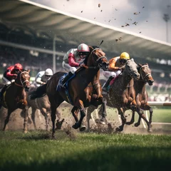 Zelfklevend Fotobehang Epic Horse Race © ChaoticMind