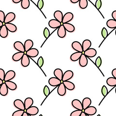 flower hand drawn illustration seamless pattern on white background