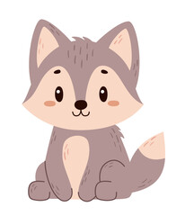 Flat vector wolf isolated on white background
