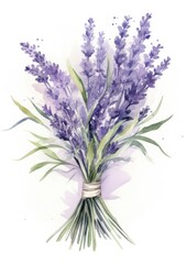 Fototapeta premium watercolor illustration lavender bouquet, isolated on white background