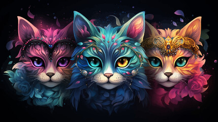 Cat Mask Vector Watercolor Design