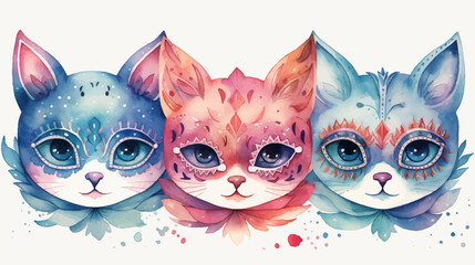 Cat Mask Vector Watercolor Design