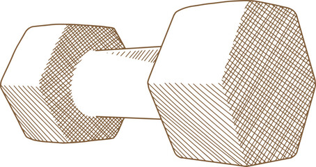 Hand Drawn Illustration Of Dumbbell